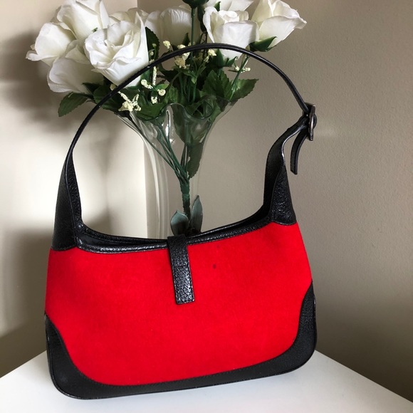 Vintage Gucci Red Fabric & Leather Jackie O Bag - Picture 5 of 11